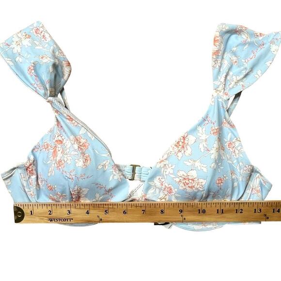 WeWoreWhat NWT Halogen Blue Floral Allie Underwire Padded Bikini Swim Top Large - Picture 5 of 11